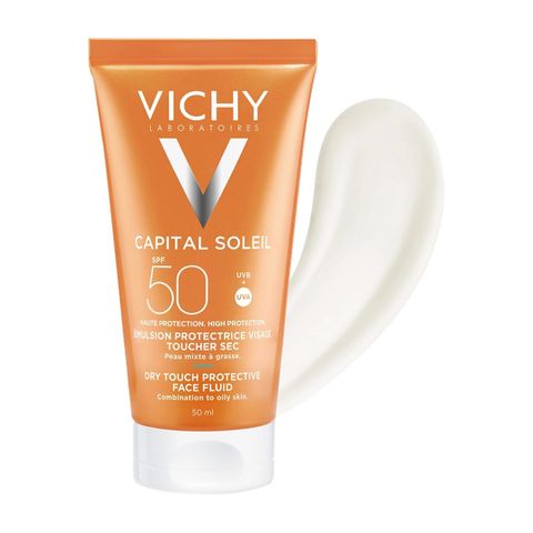 Kem Chống Nắng Vichy Capital Soleil Dry Touch SPF50 50ml - Bảo Vệ Da Hiệu Quả, Chống Nắng Tia UVA/UVB, Dành Cho Da Nhạy Cảm