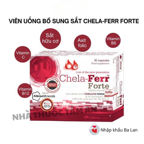 Viên Uống Chela Ferr Forte - Hỗ Trợ Bổ Sung Sắt An Toàn Cho Phụ Nữ Mang Thai, Ngăn Ngừa Thiếu Máu - Hộp 30 Viên