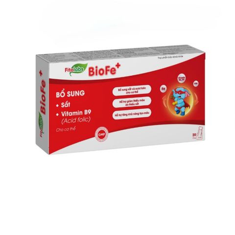 Fitolabs BioFe+ Siro Sắt Ống - Hỗ Trợ Bổ Sung Sắt & Vitamin B9 Tăng Cường Sức Khỏe Cho Trẻ Em & Người Lớn - Hộp 20 Ống