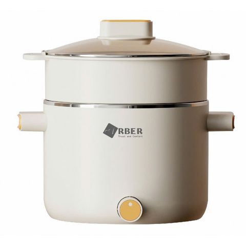 Nồi lẩu mini Arber DN06 1.5L - Nồi lẩu điện đa năng chất liệu inox 304, hấp, chiên, kho, xào - Phụ kiện xưng hấp kèm theo