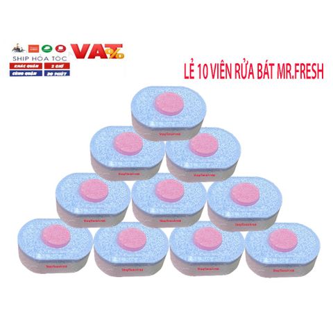 Viên Rửa Chén Bát Mr.Fresh Hương Chanh - Sạch Bóng Kin Kít, Tăng Hiệu Suất Vệ Sinh, Bảo Vệ Thủy Tinh, Dễ Sử Dụng