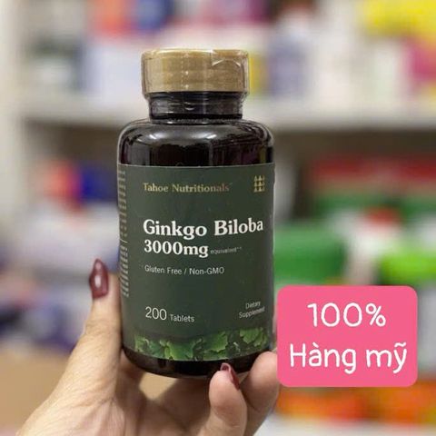 Viên Uống Ginkgo Biloba Tahoe Nutritionals 3000mg - Hỗ Trợ Tăng Cường Trí Nhớ và Tuần Hoàn Máu Não, Giảm Stress, Tinh Thần Minh Mẫn