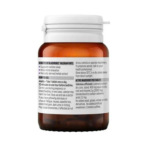Viên Uống Hỗ Trợ Giấc Ngủ Blackmores Valerian Forte 30 Viên - Cải Thiện Chất Lượng Ngủ, Giảm Căng Thẳng, Hỗ Trợ Ngủ Sâu