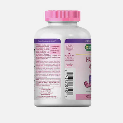 Viên Uống Đẹp Da Tóc Móng Nature’s Bounty Hair Skin Nails 250 Viên - Bổ Sung Biotin, Vitamin C, E & Collagen Giúp Làm Đẹp Từ Bên Trong