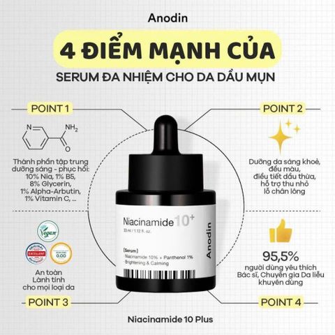 [Công ty] Tinh chất dưỡng trắng và mờ thâm Anodin Niacinamide 10 Plus 33ml