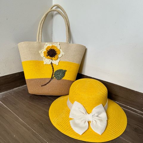 Set Túi Cói Nón Cói phong cách vintage Đi Biển Rực Rỡ Có Khóa Kéo - Túi Nữ Đeo Vai Thời Trang, Tiện Dụng Cho Picnic và Du Lịch