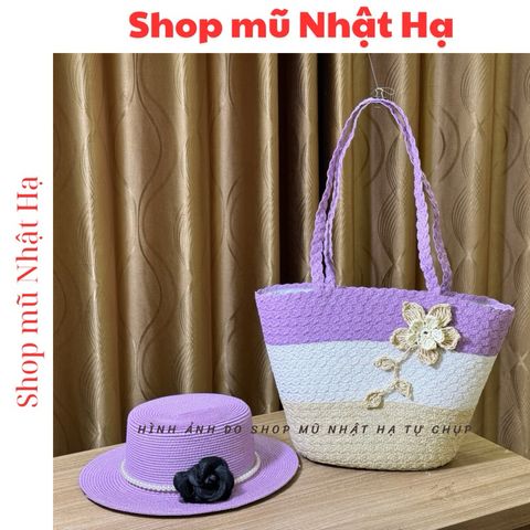 Set Túi Cói Dệt Handmade Size Lớn Và Nón Cói Đi Biển - Thời Trang Trẻ Trung, Đẹp Mắt, Tiện Lợi Cho Mọi Hoạt Động Ngoài Trời