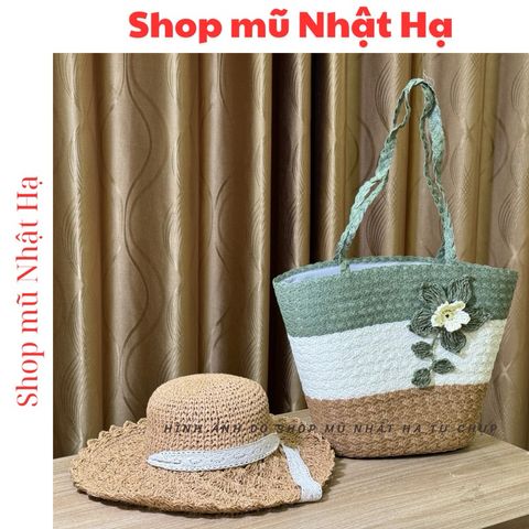 Set Túi Cói Dệt Handmade Size Lớn Và Nón Cói Đi Biển - Thời Trang Trẻ Trung, Đẹp Mắt, Tiện Lợi Cho Mọi Hoạt Động Ngoài Trời
