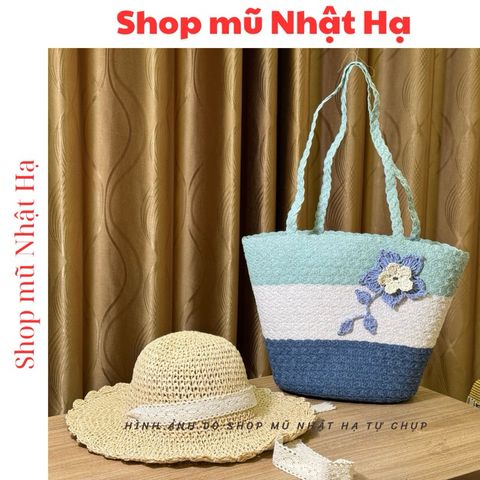 Set Túi Cói Dệt Handmade Size Lớn Và Nón Cói Đi Biển - Thời Trang Trẻ Trung, Đẹp Mắt, Tiện Lợi Cho Mọi Hoạt Động Ngoài Trời