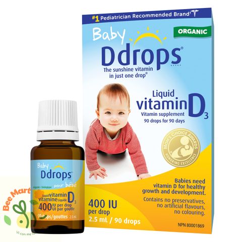 ￼Vitamin D3 Baby Ddrops 400 IU 90 giọt Canada bổ sung vitamin d3 hỗ trợ phát triển cho bé