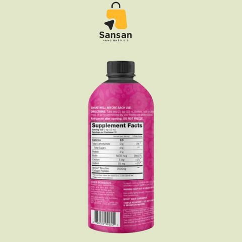 Collagen Dạng Nước Zena Nutrition 900ml + Biotin - Hỗ Trợ Làm Đẹp Da, Tóc Khỏe Mạnh Không Đường, Non-GMO