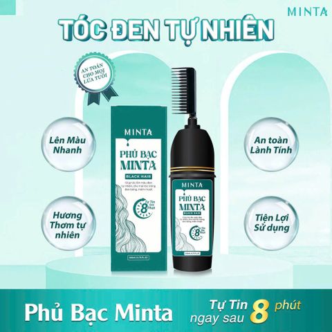 Dầu Gội Phủ Bạc Minta 200ml - Che Phủ Tóc Bạc Nhanh Chóng Sau 8 Phút, An Toàn Cho Da Đầu Nhạy Cảm, Màu Đen Tự Nhiên