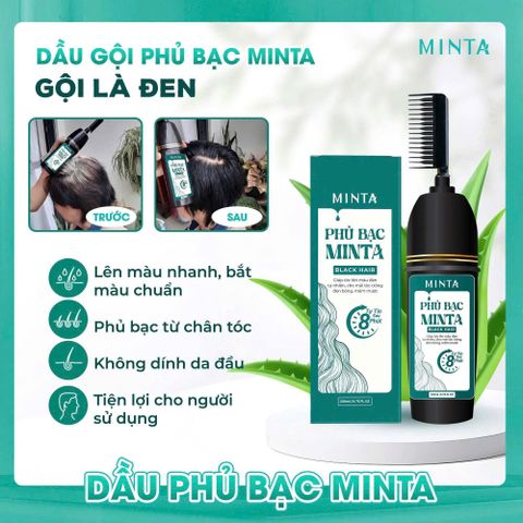 Dầu Gội Phủ Bạc Minta 200ml - Che Phủ Tóc Bạc Nhanh Chóng Sau 8 Phút, An Toàn Cho Da Đầu Nhạy Cảm, Màu Đen Tự Nhiên