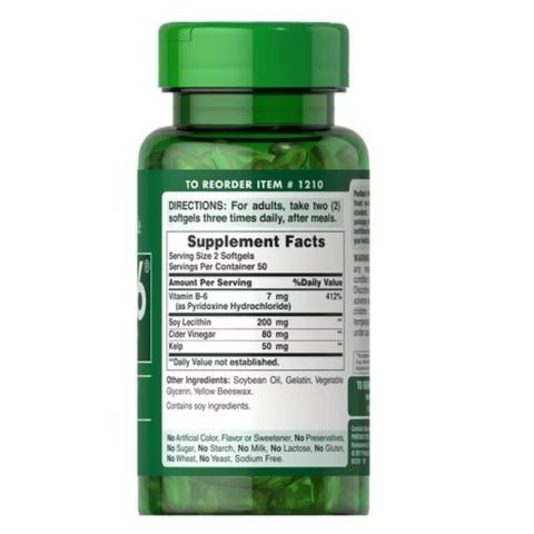 Viên Uống KLB6 Puritan's Pride - Bổ Sung Vitamin B6 Hỗ Trợ Tuyến Giáp và Kiểm Soát Chất Béo, Chuyển Hóa Protein, Giảm Cân