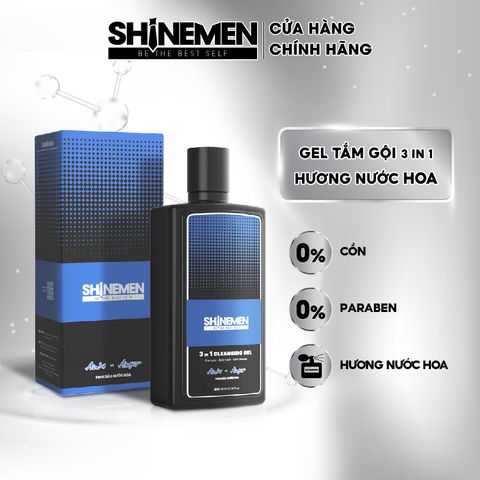 Sữa Tắm Gội Nam 3 in 1 SHINEMEN - Rửa Mặt Phục Hồi Hư Tổn Hương Nước Hoa AWA-AMOR 300ml - Chăm Sóc Tóc và Da TỪ Thiên Nhiên