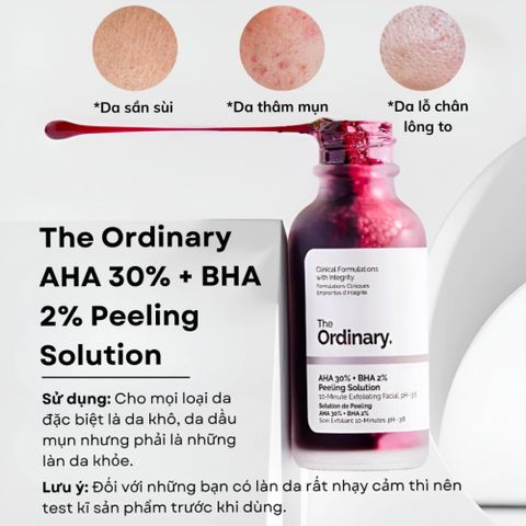 Tinh Chất Serum Tẩy Tế Bào Chết The Ordinary AHA 30% + BHA 2% 30ml - Giải Pháp Làm Sáng Da, Cải Thiện Mụn, Se Khít Lỗ Chân Lông
