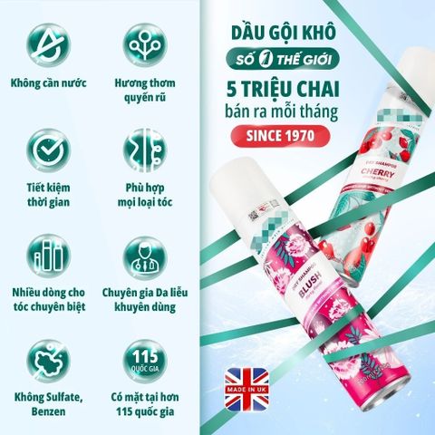 Dầu Gội Khô Batiste Dry Shampoo 200ml – Tóc Bồng Bềnh, Không Còn Ngứa Và Bết Dính 388341