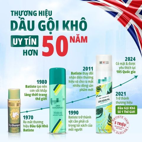 Dầu Gội Khô Batiste Dry Shampoo 200ml – Tóc Bồng Bềnh, Không Còn Ngứa Và Bết Dính 388341