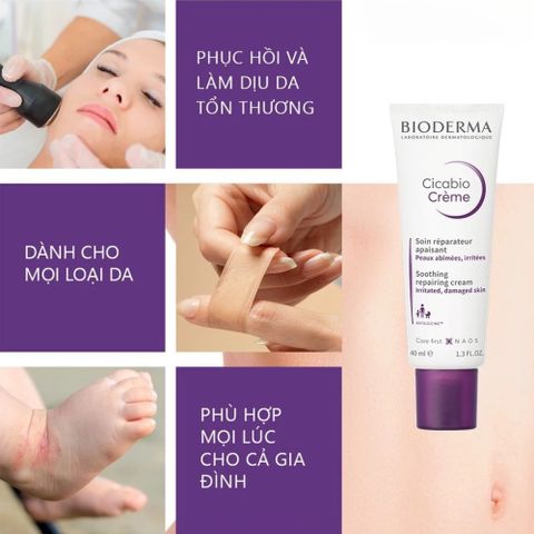 Kem Dưỡng Bioderma Cicabio Crème+ Phục Hồi Da 100ml - Giảm Ngứa, Làm Dịu Da Tổn Thương, Dưỡng Ẩm Cho Da Nhạy Cảm
