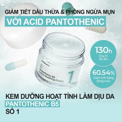 Kem Dưỡng Ẩm Numbuzin No.1 Pantothenic B5 80ml - Làm Dịu Da, Giảm Dầu Mụn, Phục Hồi, Dưỡng Ẩm Sâu Cho Da Nhạy Cảm Hàn Quốc