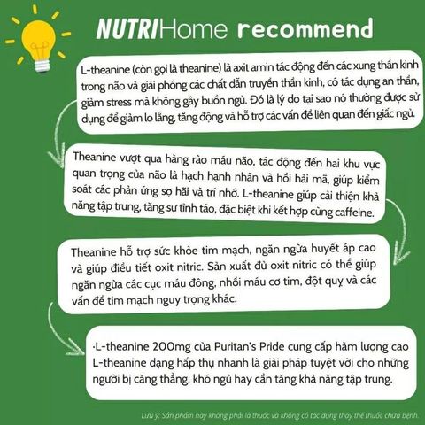 Viên uống L-Theanine 200mg Puritan's Pride - Giảm căng thẳng, bổ não, cải thiện tập trung, hỗ trợ giấc ngủ cho người lo âu, stress.