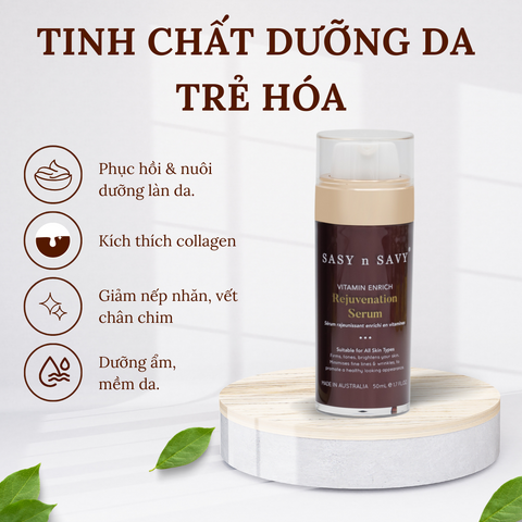 Tinh Chất Trẻ Hóa Làn Da Hữu Cơ Sasy n Savy 50ml - Serum Vitamin Giúp Collagen Tăng Cường, Làm Sáng Da, Chống Lão Hóa