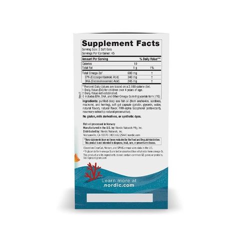 Viên uống Omega 3 Nordic Naturals Ultimate Omega Junior, Bổ sung hỗ trợ phát triển trí não cho trẻ từ 6 tuổi, Dạng viên nhai thơm ngon