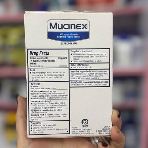 Mucinex 600mg (80 viên) - Viên uống hỗ trợ long đờm, giảm nghẹt ngực, thông thoáng đường thở - Sản phẩm chăm sóc sức khỏe hàng Mỹ