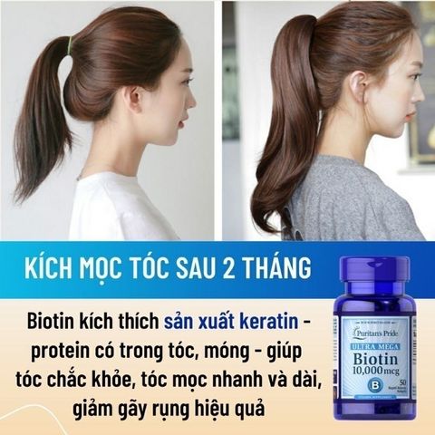 Viên uống Biotin 10000 mcg Puritan's Pride - Giảm rụng tóc, kích thích mọc tóc, làm đẹp da và móng tay, hỗ trợ sức khỏe tóc