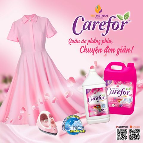 Nước Giặt Xả Carefor Hương Hoa Hồng 3,5 Lít - Đậm Đặc, Diệt Khuẩn 99,99% - Lưu Hương Mát Bền Lâu, An Toàn Cho Da Nhạy Cảm