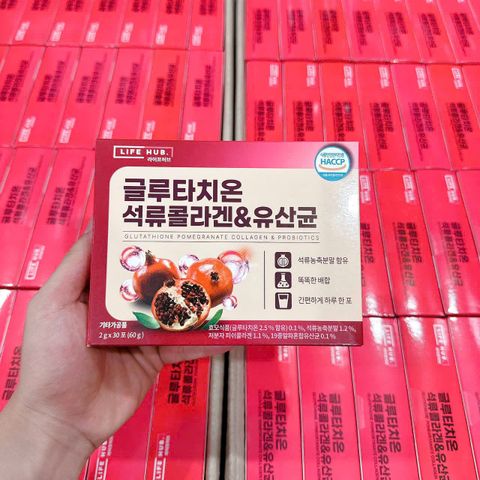 Bột Collagen Lựu Đỏ Hàn Quốc 30 Gói - Tăng Đàn Hồi Da, Lợi Khuẩn, Làm Sáng Da, Chống Lão Hóa, Chính Hãng