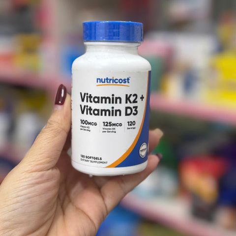 Viên uống Nutricost Vitamin K2 + D3 120 Viên - Hỗ trợ Hấp Thụ Canxi, Xương Chắc Khỏe, Tăng Cường Sức Đề Kháng