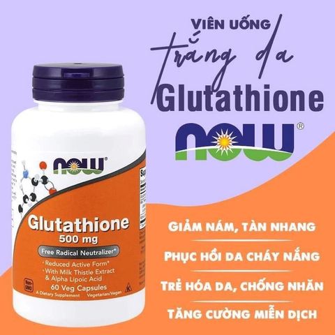 Viên Uống Trắng Da NOW Glutathione 500mg - Hỗ Trợ Miễn Dịch & Thanh Lọc Gan - An Toàn, Hiệu Quả Cho Sức Khỏe Toàn Diện