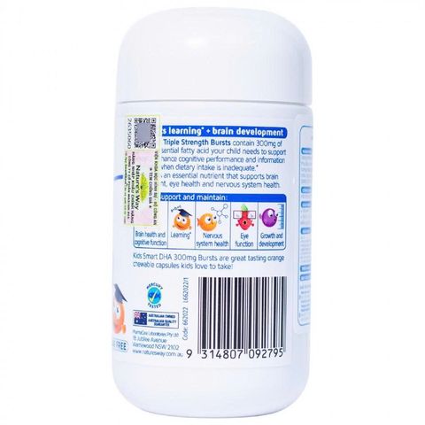 Viên Uống Bổ Sung DHA Cho Trẻ Em Nature's Way Kids Smart Bursts 300mg - Hỗ Trợ Phát Triển Não Bộ & Thị Lực Tự Nhiên, Hương Vị Trái Cây