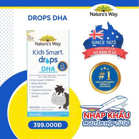 Nature's Way Kids Smart Drops DHA 20ml - Bổ sung DHA, EPA cho sự phát triển trí não và thị lực trẻ nhỏ