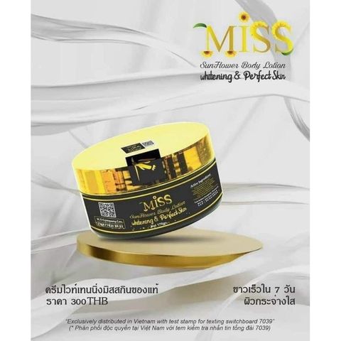Kem Dưỡng Trắng Body Miss Thái Lan - Chống Nắng, Dưỡng Ẩm, Bổ Sung Collagen - Hũ Nhỏ 170g, FREESHIP TOÀN QUỐC