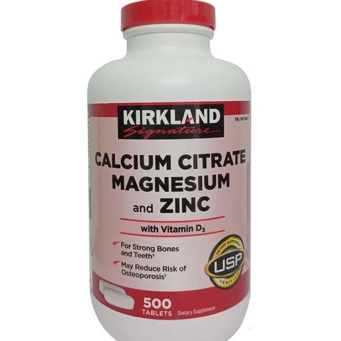 Viên Uống Kirkland Signature Calcium Citrate Magnesium và Kẽm 500mg - Bổ Sung Khoáng Chất Hỗ Trợ Xương Khớp Chắc Khỏe