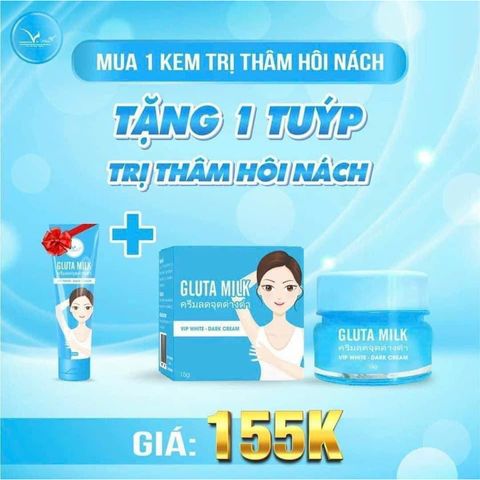 Kem Thâm Nách Gluta Milk - Mùi Hôi, Tặng Bột Tẩy Tế Bào Chết Cao Cấp - Cho Mẹ Bầu & Sau Sinh