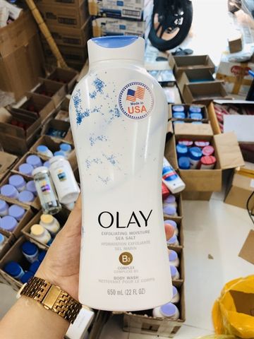 Sữa Tắm Olay Muối Biển Sea Salt 650ml - Tẩy Tế Bào Chết, Thanh Lọc Da Mịn Màng, Dưỡng Ẩm 