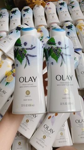 Sữa Tắm Olay Outlast Birch Water & Lavender 650ml – Thư Giãn, Dịu Mát Da với Hương Tươi Mát Naturals