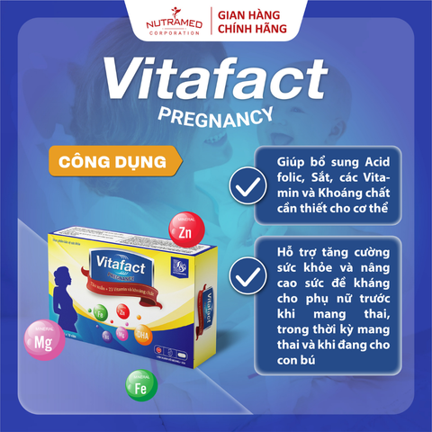 Viên Uống Bổ Sung Vitafact Pregnancy - Hỗ Trợ Dinh Dưỡng Cho Bà Bầu, Phụ Nữ Mang Thai Và Cho Con Bú - 30 Viên