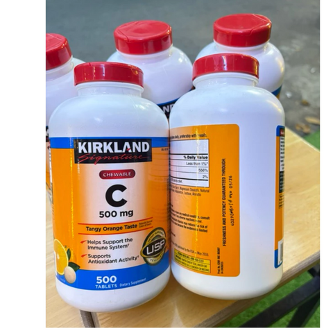 Kẹo Ngậm Vitamin C Kirkland Signature 500mg Lọ 500 Viên - Tăng Cường Hệ Miễn Dịch, Hương Vị Trái Cây Ngon Miệng