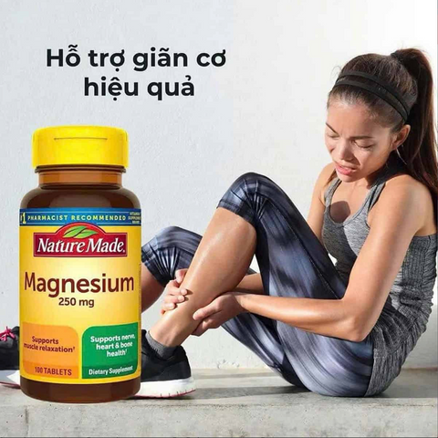 Viên uống bổ sung Magie Nature Made 250mg 100 viên - Hỗ trợ sức khỏe, cân bằng khoáng chất và giảm căng thẳng cho cơ thể