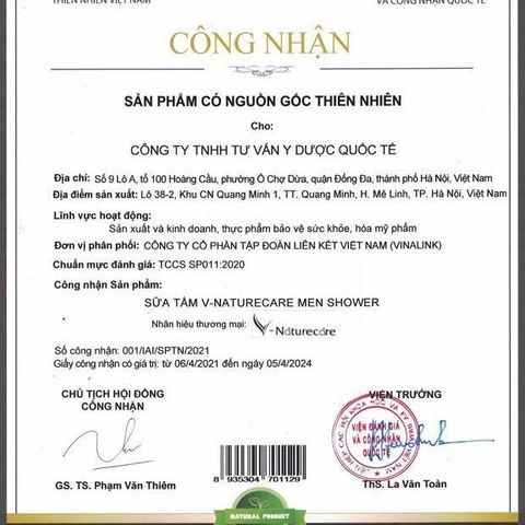 Dầu Gội Thiên Nhiên + Sữa Tắm Nam V-Naturecare - Combo Chăm Sóc Tóc và Da Chất Lượng Cao, Không Sulfat và Paraben