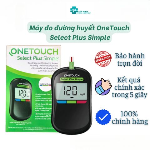 Máy Đo Đường Huyết OneTouch Select Plus Simple - Thiết Kế Dễ Dàng Sử Dụng, Công Nghệ ColorSure - Giám Sát Đường Huyết Tại Nhà