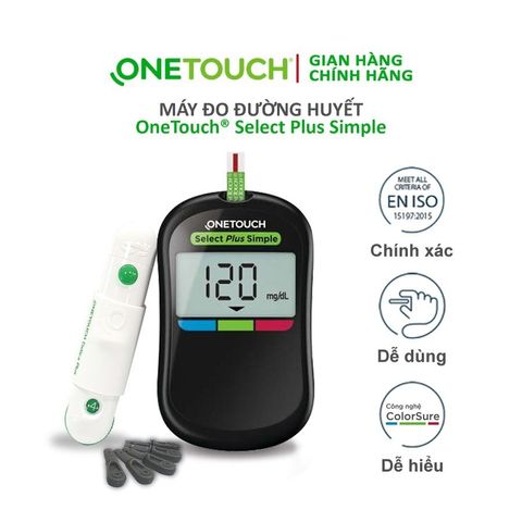 Máy Đo Đường Huyết OneTouch Select Plus Simple - Thiết Kế Dễ Dàng Sử Dụng, Công Nghệ ColorSure - Giám Sát Đường Huyết Tại Nhà