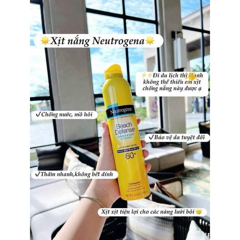 Xịt Chống Nắng Neutrogena Ultra Sheer Body Mist SPF 60+ 240g - Bảo Vệ Da, Không Thấm Nước, Tiện Dụng Cho Hoạt Động Ngoài Trời