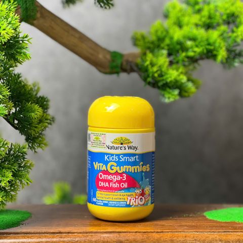 Viên nhai Omega-3 DHA cho trẻ - Nature's Way Kids Smart Vita Gummies 60 viên hỗ trợ sức khỏe não và mắt, vị ngon dễ dùng