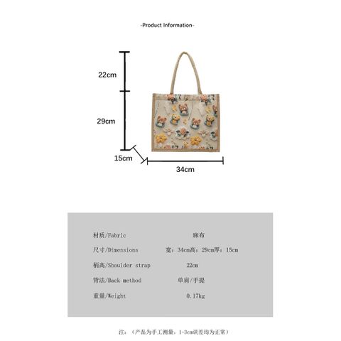 Túi Tote Họa Tiết Hoạt Hình 3D Dễ Thương - Tiện Lợi Để Đi Làm, Đi Học, Xách Tay Hoặc Đeo Vai - Phong Cách Trẻ Trung, Ngẫu Hứng