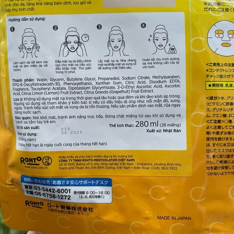 Mặt Nạ Dưỡng Trắng Da Melano CC - 28 Miếng Mặt Nạ Vitamin C Nhật Bản, Giúp Làm Sáng và Đều Màu Da, Chăm Sóc Da Mặt Hiệu Quả